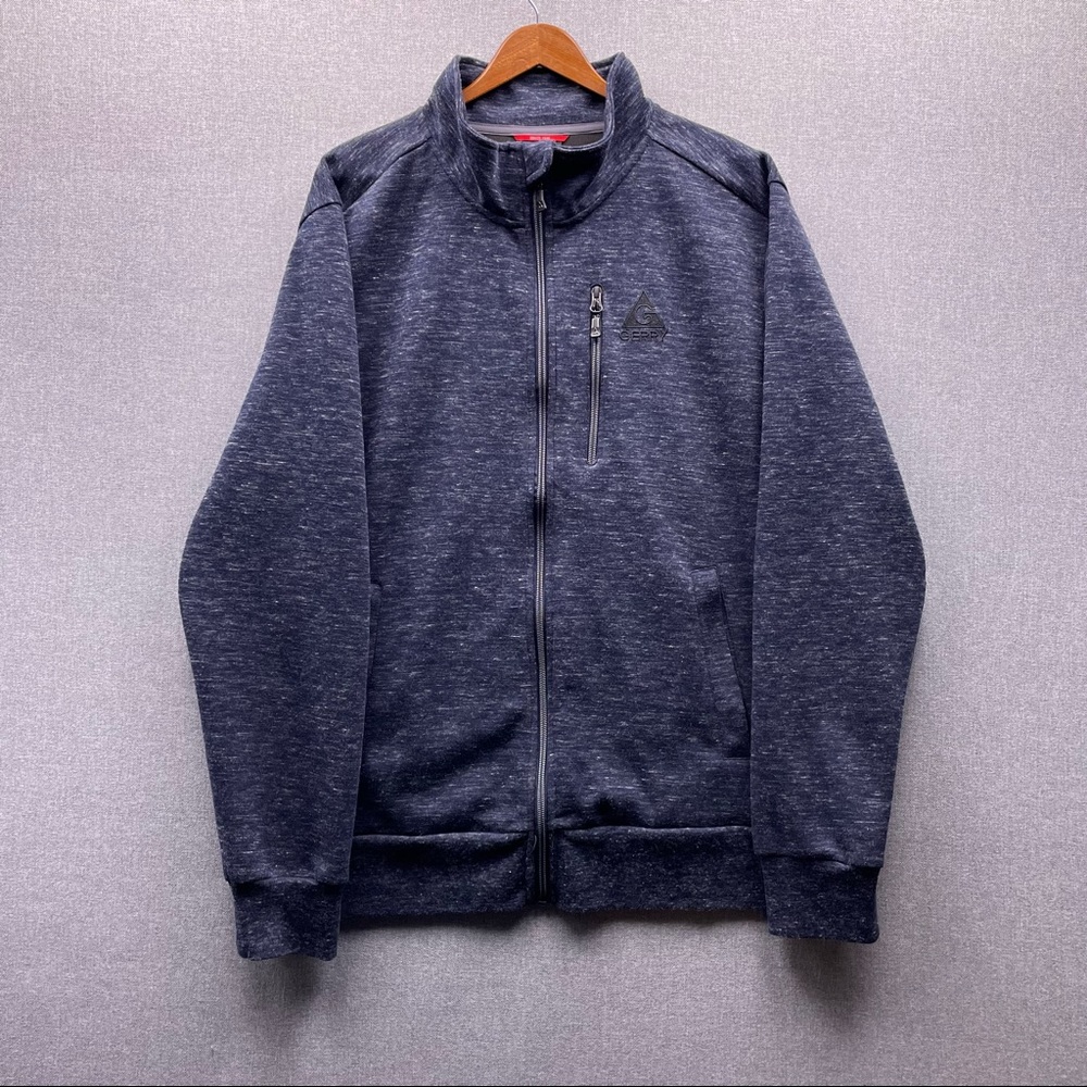 Gerry Heather Navy Blue Speckled Full Zip Collared Pocketed Sweater Jacket XL